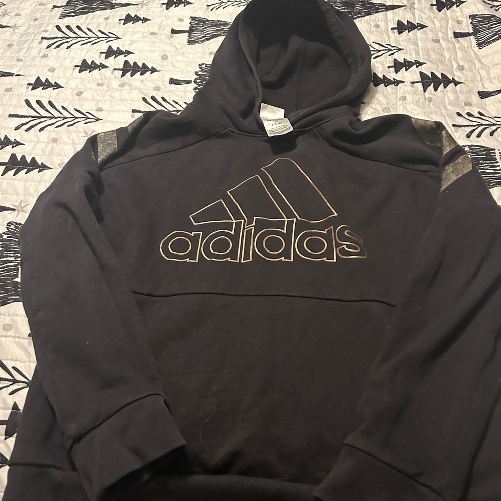 Black with gold lettering adidas sweatshirt